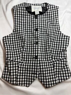 Calypso St. Barth Black & White Gingham Button-Front Vest